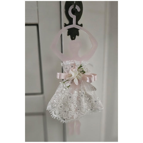 Fiori di lena Pink hanger ballerina with white lace dress 10xH23 cm