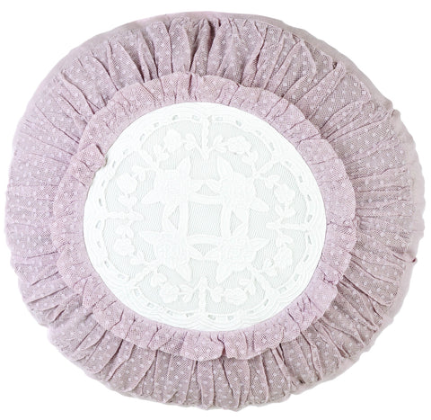 BLANC MARICLO' White and pink round decorative cushion 45x45 cm a29418