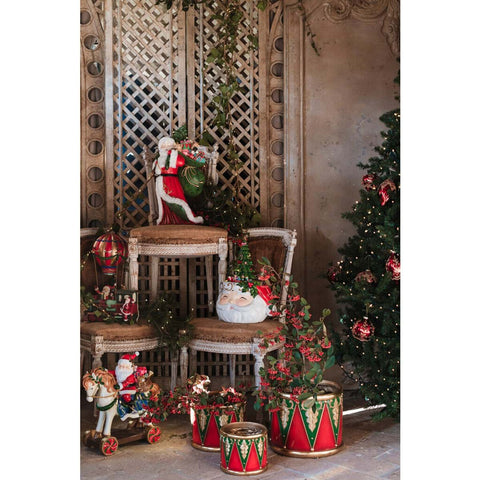 BLANC MARICLO' Christmas decoration set 3 red drum container 31x31x25 cm