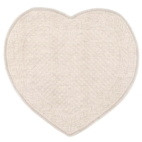 Blanc Mariclò Lot de 2 sets de table en forme de coeur en coton naturel 30x32 cm