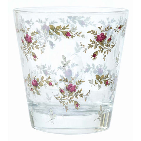 BLANC MARICLO' Set 6 verres à eau avec roses H 9 cm A30165