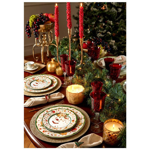 Fade Set 18 service d'assiettes de Noël pour 6 personnes en porcelaine multicolore aux décors "Gillian"
