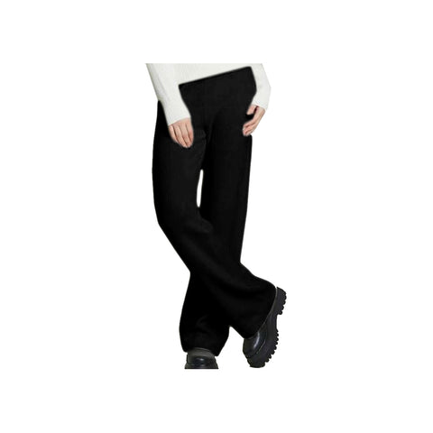 VICOLO TRIVELLI Straight knit trousers black elastic palazzo trousers