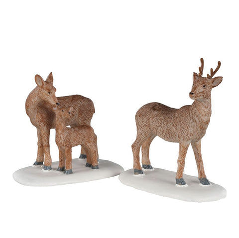 LEMAX Set di due famiglia di cervi Deer Family in resina H6 cm