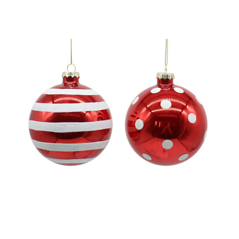 VETUR Boule de Noël Boule de sapin de Noël rouge en verre 2 variantes D10cm
