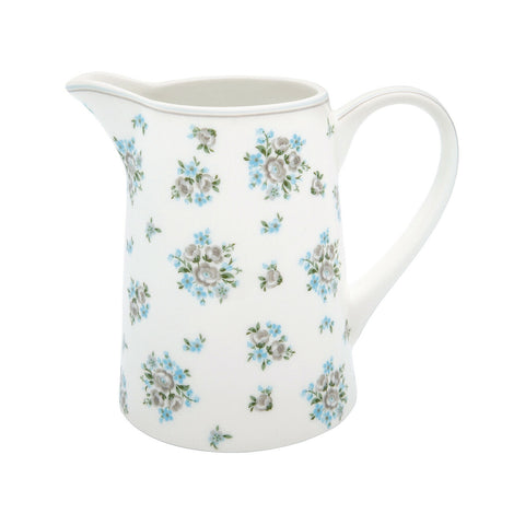 GREENGATE Jug pitcher NICOLINE blue flower porcelain 1L STWJUG1LNIC5804