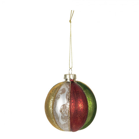 Clayre &amp; Eef Set de 4 boules de sapin de Noël en verre multicolore Ø8cm