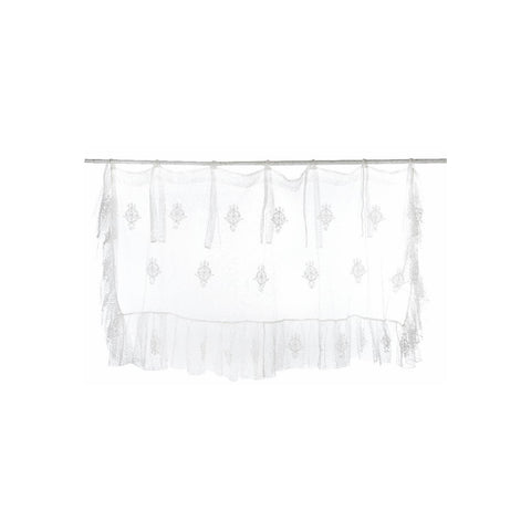 BLANC MARICLO' Tulle valance with light ivory polyester flounces 150x45 cm