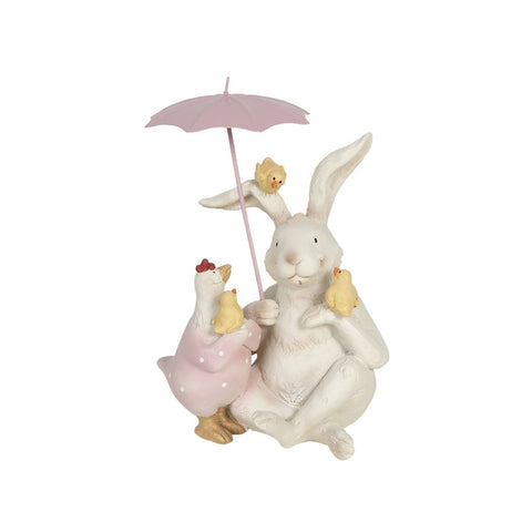 CLAYRE & EEF Decorazione coniglio con ombrello bianco 12x11x16 cm 6PR3190