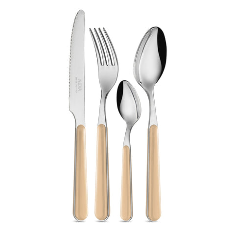 NEVA Set of 24 cutlery 6 places BISTROT stainless steel cream color handle