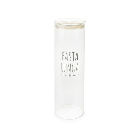 FABRIC CLOUDS Pot en borosilicate décor écriture "long pasta" H 10x30 cm