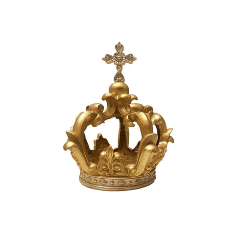 L'ART DI NACCHI Crown with cross religious decoration gold resin Ø24 H28 cm