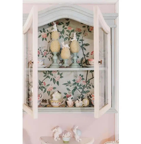 Blanc Mariclò Lapin dans une tasse en porcelaine avec des fleurs, Décoration de Pâques Shabby Chic CORELLI COLLECTION 4 variantes