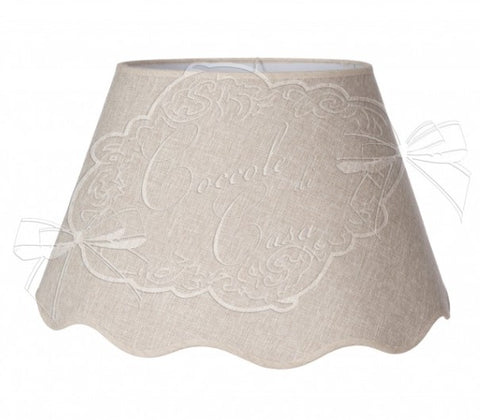 COCCOLE DI CASA Abat-jour capot moyen festonné en tissu gris tourterelle E14 Shabby Chic Vintage D.20XP.35XH.20 cm