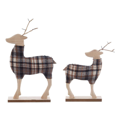 GOODWILL Set de deux figurines Cerf de Noël en bois mdf