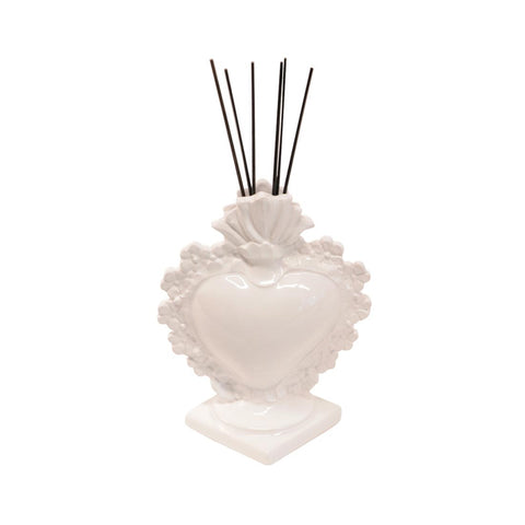 VIRGINIA CASA Sacred heart perfume holder EXVOTO glossy white ceramic 200ml H19cm
