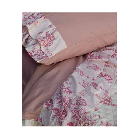 L'ATELIER 17 Parure de lit ressort simple et demi, boutis d'été en pur coton à fleurs "Jardin"