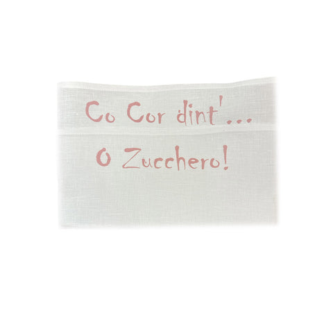 FIORI DI LENA Set 2 tovagliette in cotone con scritta in dialetto e paletta sacro cuore rosa con scatola made in italy H 50x31 cm
