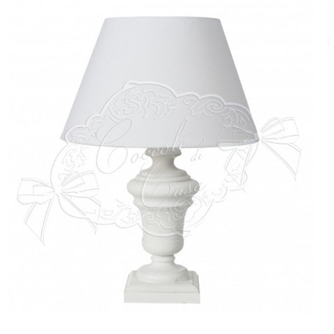 CUDDLES AT HOME Lamp lamp abat jour PETRA Shabby Chic white wood Ø13x60 cm