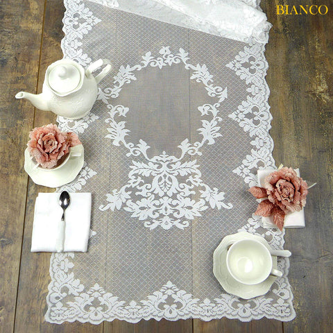 L'ATELIER 17 Set of two rectangular placemats in lace with embroidered damask motif, Shabby Chic "Aurore" 50x40 cm 3 variants
