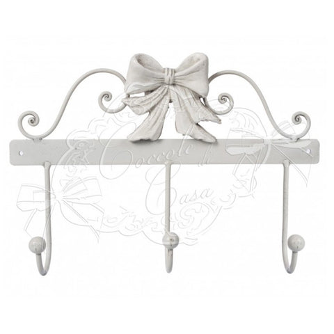 Coccole di Casa Towel holder 3 hooks Shabby pickled white