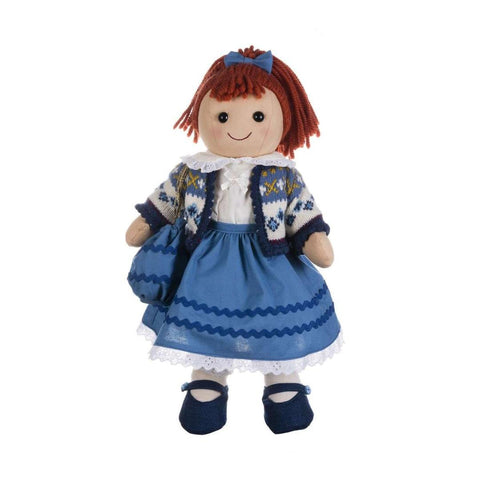 MY DOLL Bambola Ernesta con vestitino blu bambola di stoffa cotone H42 cm