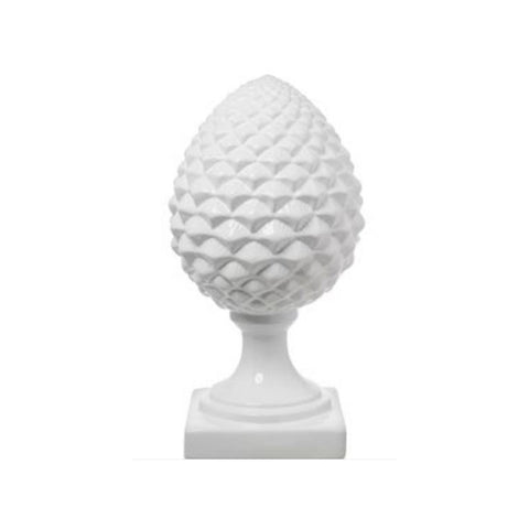 NACCHI'S ART Large pine cone on a white ceramic decoration base 26x26x52 cm