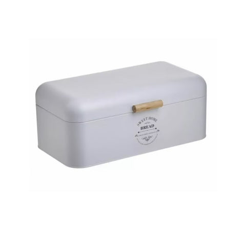 INART Bread bin Rectangular container in white ivory metal 43x23x17 cm