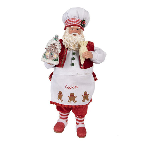 Clayre &amp; Eef Santa Claus in red fabric with house 16x8xh28cm