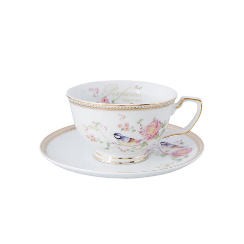 CLAYRE &amp; EEF Set 2 porcelain tea cup with saucer with pink flowers 12x10x6cm