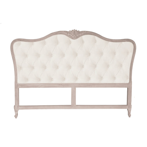 COCCOLE DI CASA Double bed headboard in tufted headboard upholstered in birch ash wood, Shabby Chic vintage antique effect 206,8x8x148,5 cm
