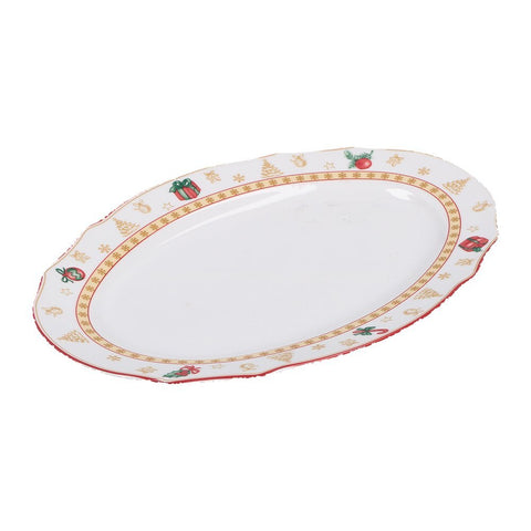 PORCELAINE BLANCHE Plateau de Noël ovale en porcelaine "CHRISTMAS EDITION" Ø32 cm