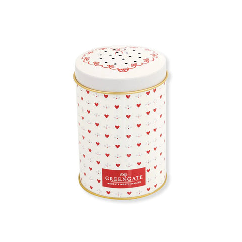 GREENGATE Saupoudreuse à sucre en boîte avec coeurs "Layla" 6,5xh10 cm