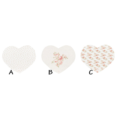 FABRIC CLOUDS Set of 2 ANNETTE heart-shaped placemats double face pink cotton 52x36