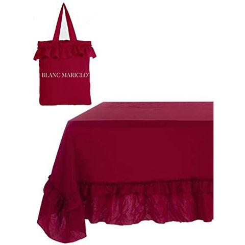 Blanc Mariclò Red Christmas table cover with microfibre frill 150x220 cm