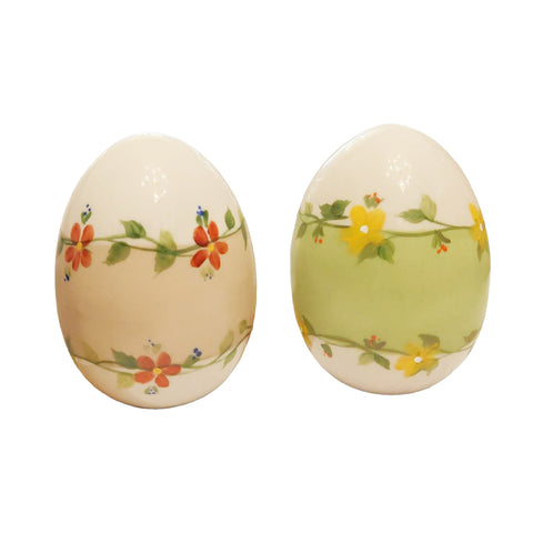 SBORDONE Uovo con fiori artigianale decoro pasquale porcellana 2 varianti h10cm