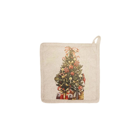 BLANC MARICLO' Presina quadrata natalizia CHRISTMAS CAROL cotone 20x20 cm