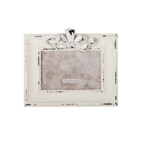 CLAYRE E EEF Cornice Porta foto con fregio bianco con effetto shabby 13x9cm