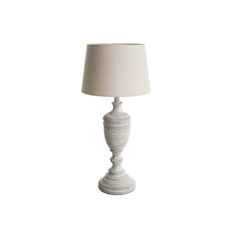 BLANC MARICLO' Socle de lampe décorations élégantes abat-jour tissu gris tourterelle 25x25x53 cm