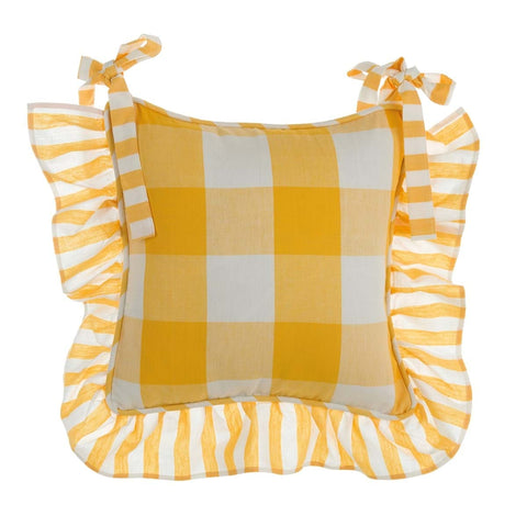 BLANC MARICLO' Set 2 copri cuscini per sedia LA GALANTERIA giallo 40x40+10 cm