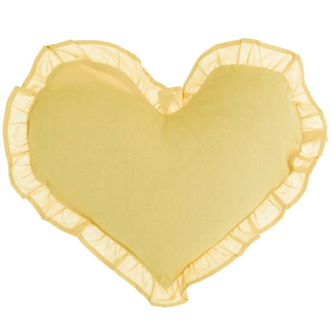 BLANC MARICLO' Cuscino arredo a forma di cuore con balza cotone giallo 45x35 cm