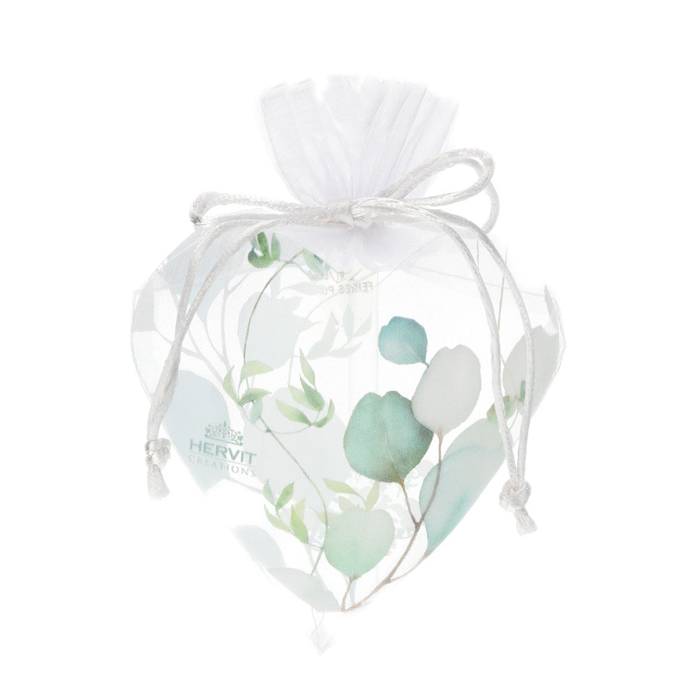 Hervit Sac coeur en organza blanc avec ruban