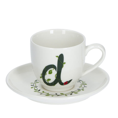 LA PORCELLANA BIANCA Espresso cup with saucer letter D in porcelain "Solo Tua" 90 cc