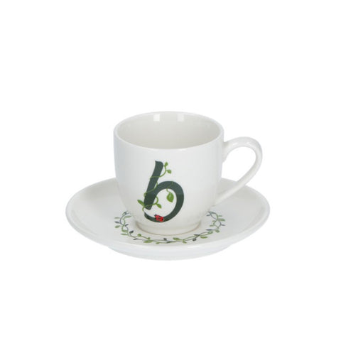 LA PORCELLANA BIANCA Espresso cup with saucer letter B in porcelain "Solo Tua" 90 cc