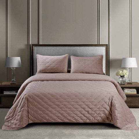 GORITEX PARIS double quilt in antique pink velor fabric 260x260 cm