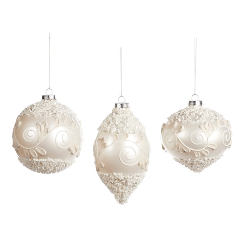 GOODWILL White glass ball Christmas decoration 3 variants (1pc)