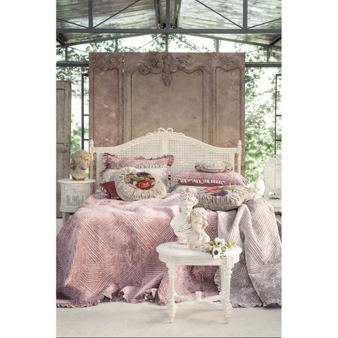 BLANC MARICLO' Set trapunta + 2 copriguanciali velluto rosa 50x80+ 260x260 cm