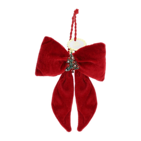 Hervit Red velvet bow tree decoration with gift box 14xh18 cm