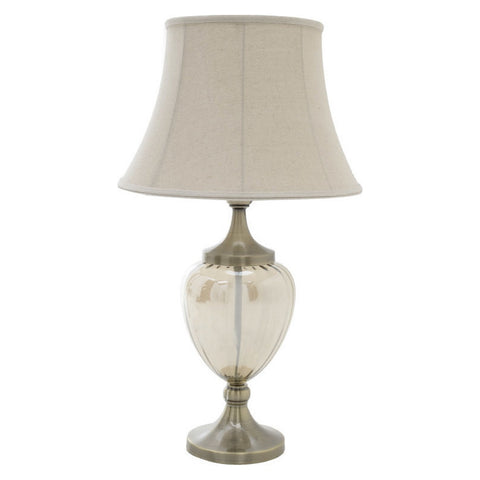 INART Base table lamp in glass hat in beige fabric 60W 43x78 cm