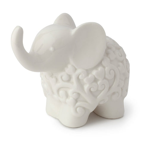 HERVIT Figurine éléphant en porcelaine blanche H12 cm 27863